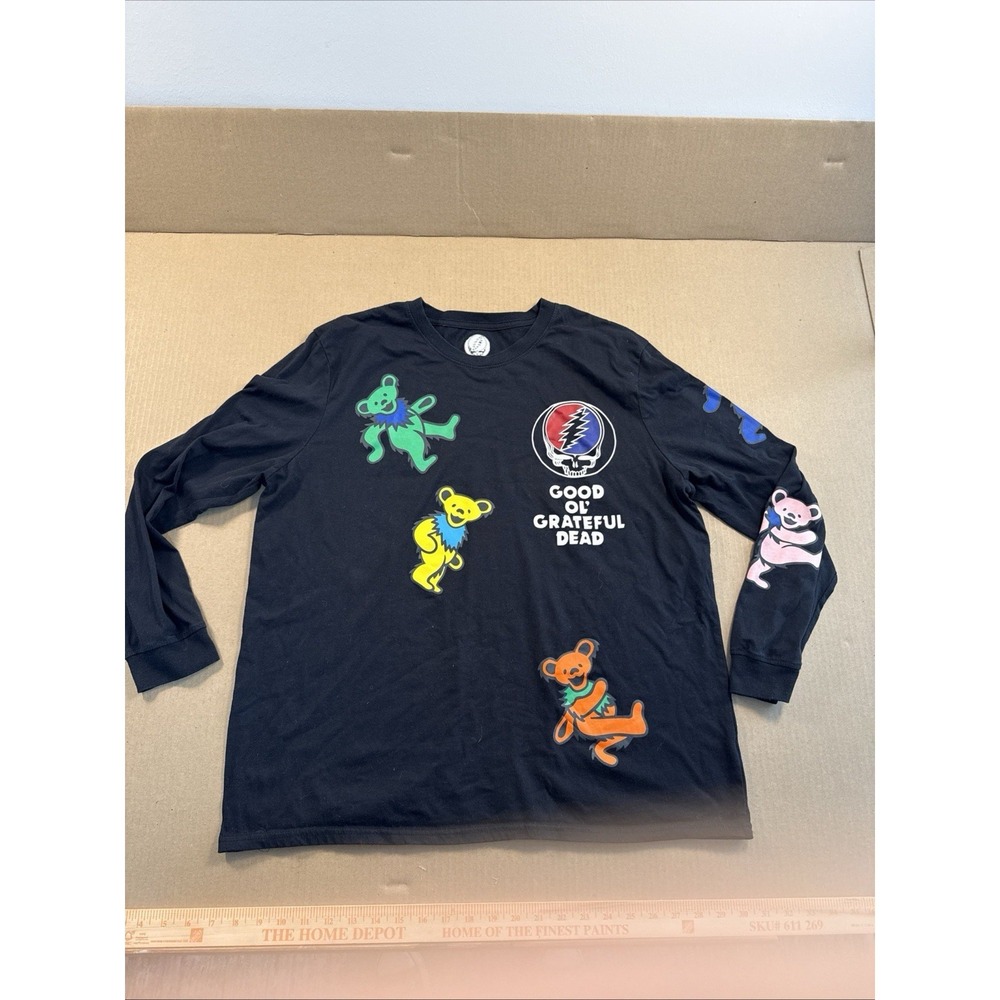 Grateful Dead Mens XL Black Long Sleeve T Shirt Dancing Bears Cotton Poly